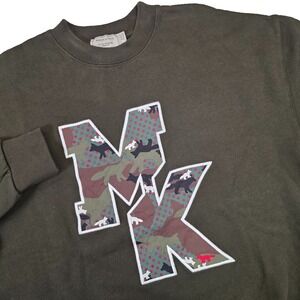 Maison Kitsune MK Camo‎ Fox Crew Neck Sweatshirt Dark Olive Green Men's MEDIUM
